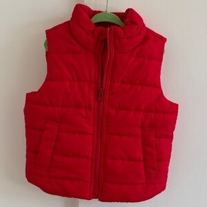 GAP Baby Red Quilted Vest with Sherpa Trim